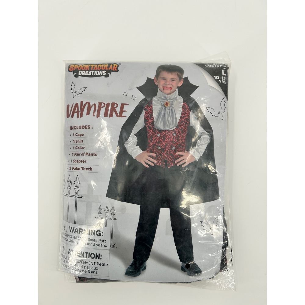 Spooktacular Creations Kids Vampire Costume Set Black Red Large 10-12 Yrs